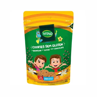 Cookies Vitao Sem Glúten Kids Baunilha com Gotas de Chocolate 80g